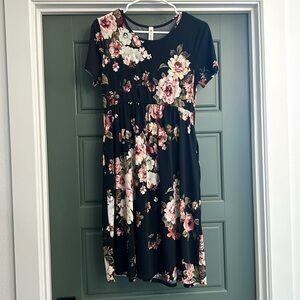 Wrinkle proof black floral sundress